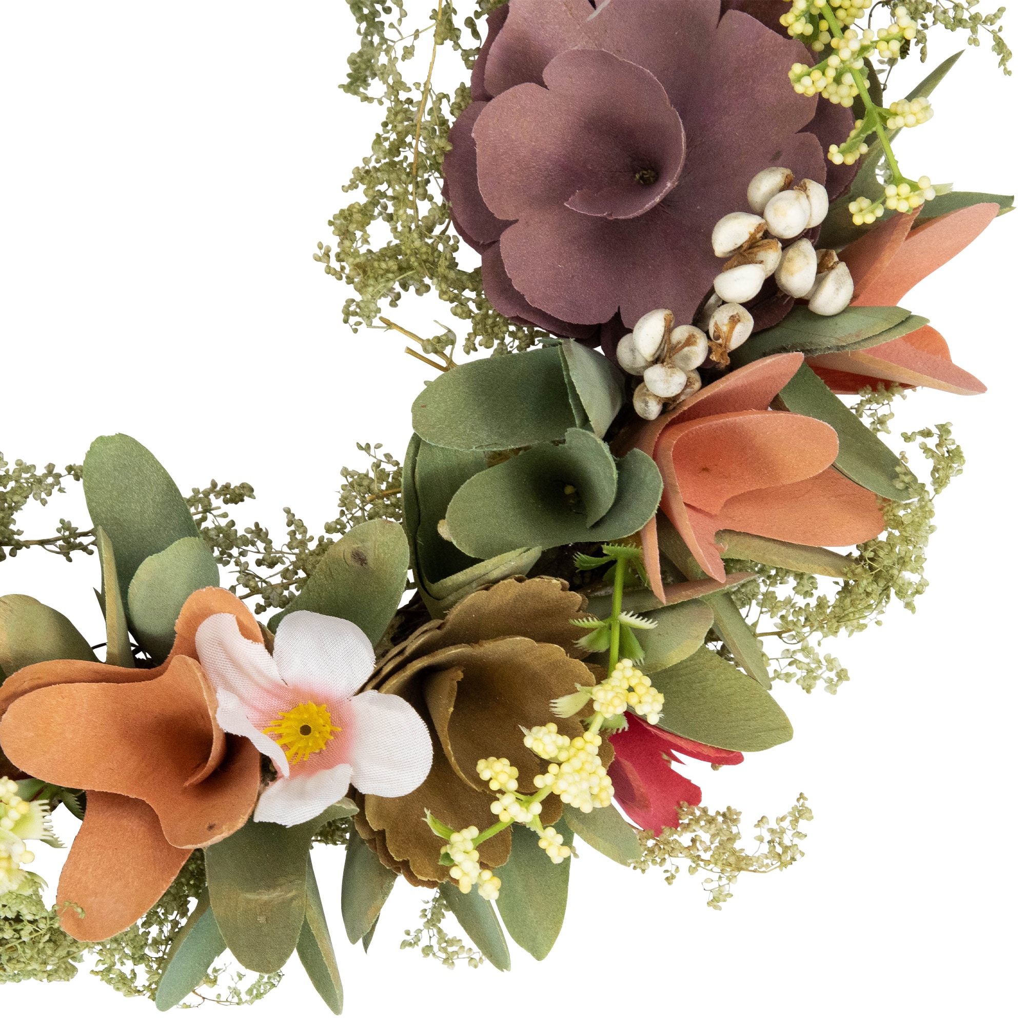 10" Rose & Pansy Artificial Wooden Spring Wreath